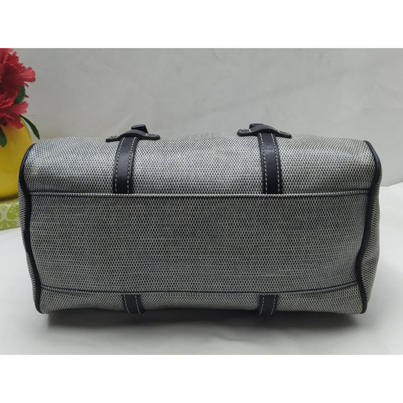 Dooney & Bourke Gray Coated Canvas Leather Trim Double Handle Zipper Satchel Bag - Picture 6 of 15